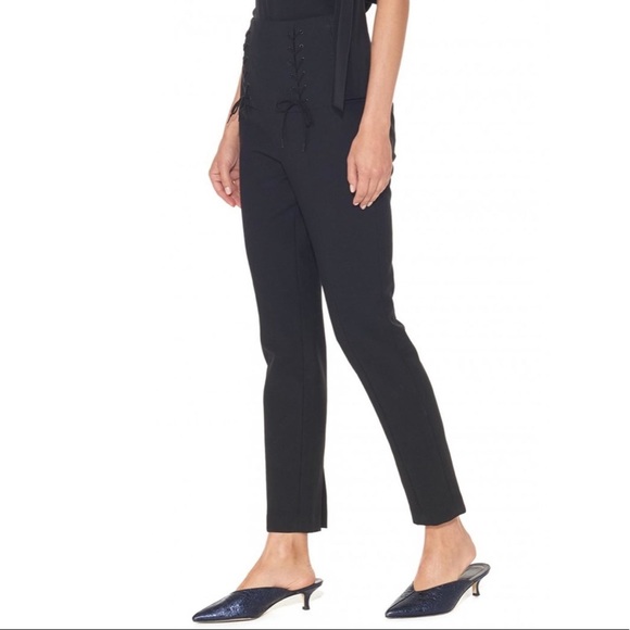 Tibi Pants - TIBI Anson Corset Tie Pant Black Size 8 High Waisted Trousers Lace Up